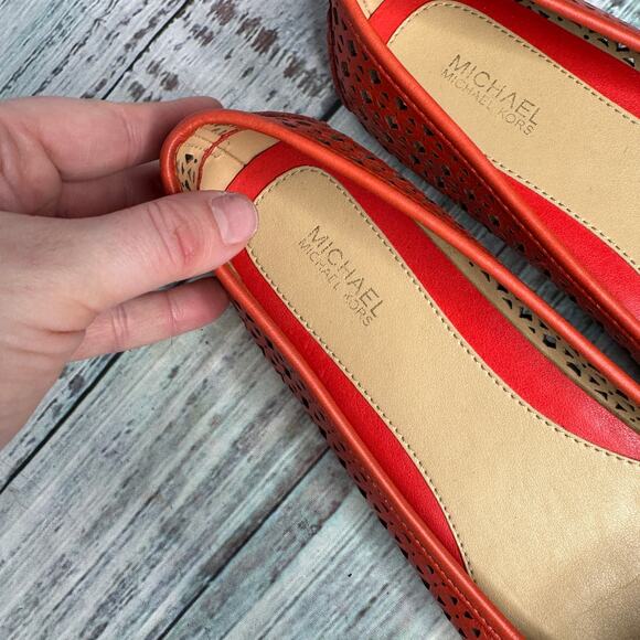 Michael Kors Fulton Moc Sienna Orange Laser Cut Leather 7 - Picture 3 of 5